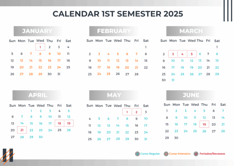 Calendário 1º Semestre 2025